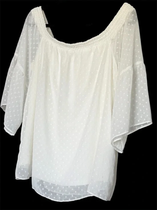 MAURICES- Women’s White Swiss Dot Off-Shoulder Blouse - Picture 3 of 4
